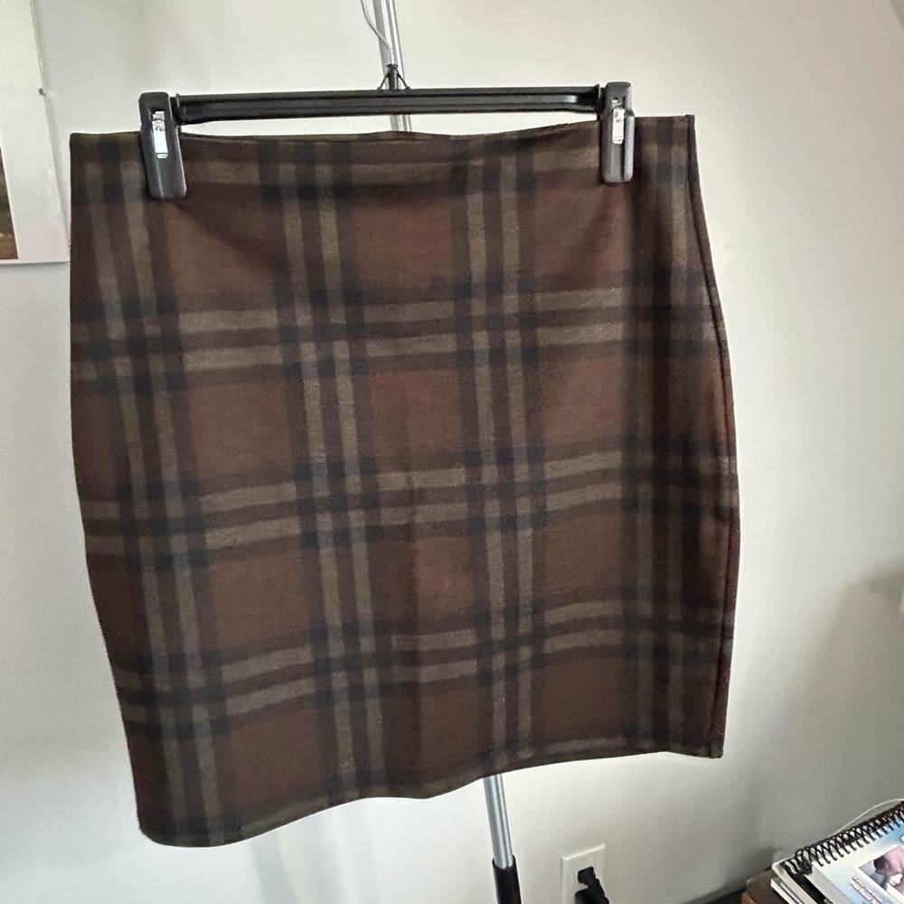 George Brown Plaid Pencil Skirt